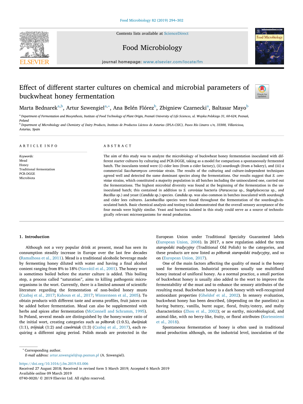 Food Microbiology Effect of Different Starter Cultures on Chemical And