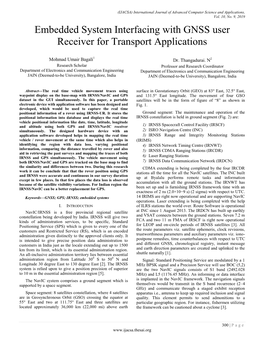Embedded System Interfacing with GNSS User Receiver for Transport Applications