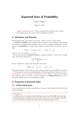 Expected Uses of Probability