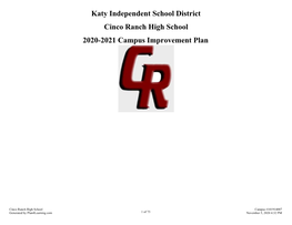 Katy Independent School District Cinco Ranch High School 2020-2021 Campus Improvement Plan
