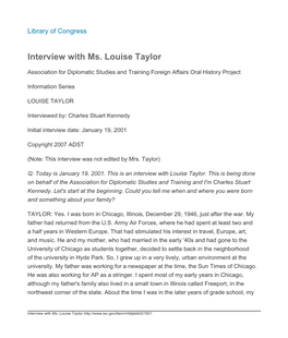 Interview with Ms. Louise Taylor