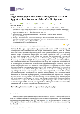 High-Throughput Incubation and Quantification of Agglutination