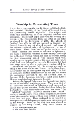 Worship in Covenanting Times