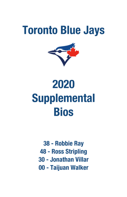 Toronto Blue Jays 2020 Supplemental Bios