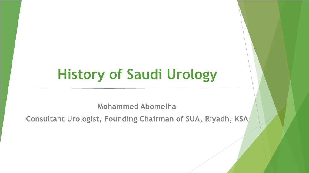 History of Saudi Urology