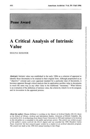 A Critical Analysis of Intrinsic Value