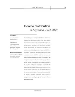 Income Distribution in Argentina, 1974-2000