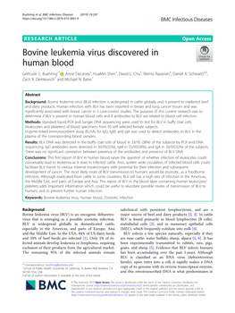 Bovine Leukemia Virus Discovered in Human Blood Gertrude C
