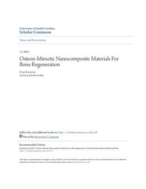 Osteon-Mimetic Nanocomposite Materials for Bone Regeneration Ozan Karaman University of South Carolina
