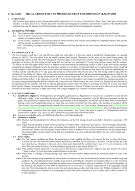 Regulations for the Minor Counties Championship Season 2005