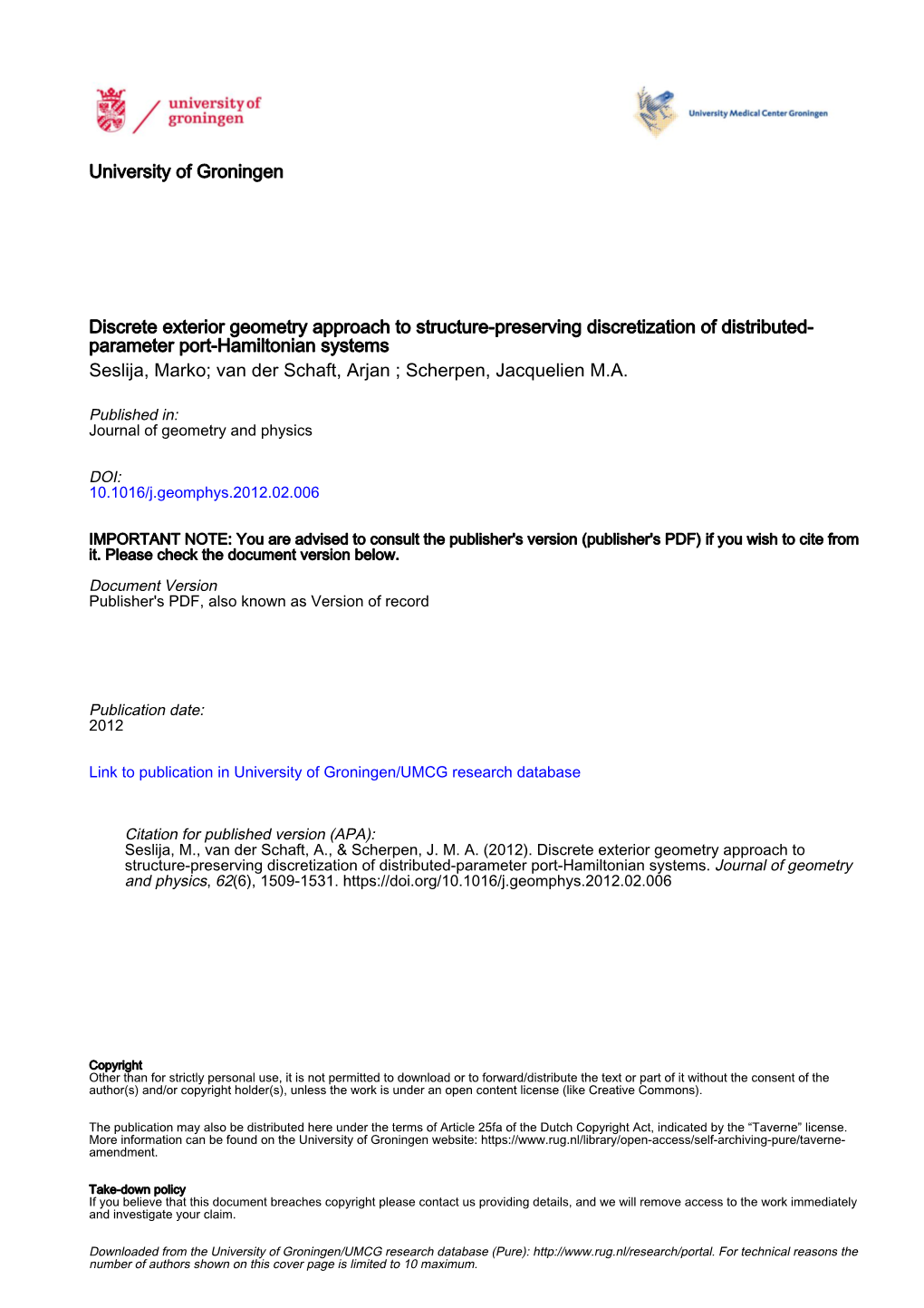 Discrete Exterior Geometry Approach to Structure-Preserving Discretization of Distributed-Parameter Port-Hamiltonian Systems