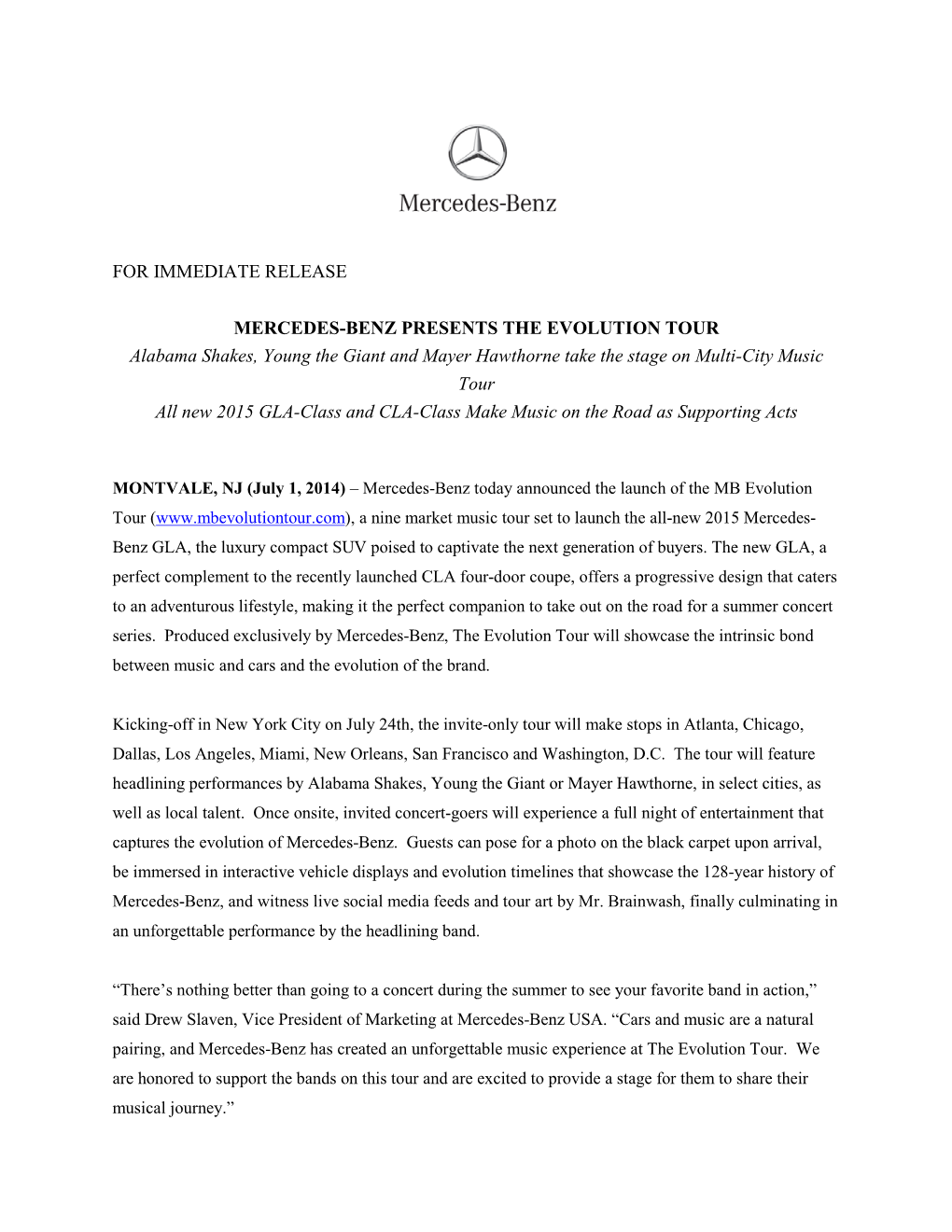 Mercedes-Benz Presents the Evolution Tour