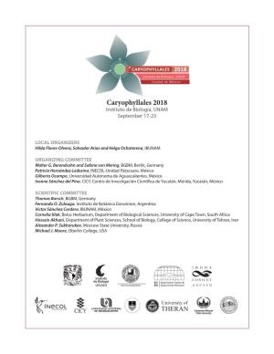 Caryophyllales 2018 Instituto De Biología, UNAM September 17-23