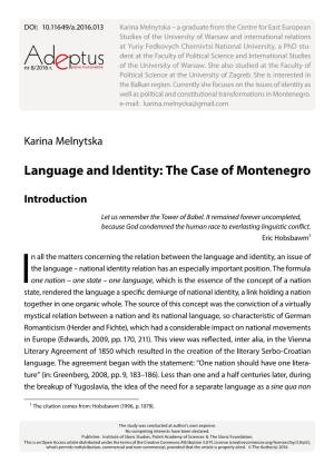 Language and Identity: the Case of Montenegro
