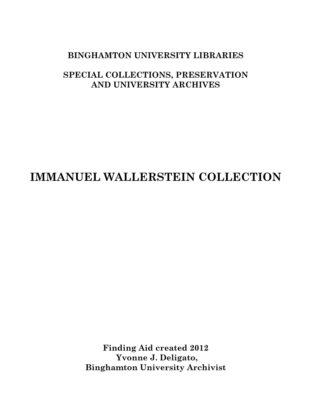 Immanuel Wallerstein Collection