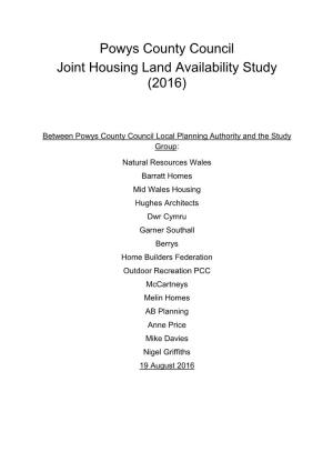 Powys County Council Joint Housing Land Availability Study (2016)