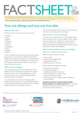 Tree Nut Allergy and Tree Nut Free Diet