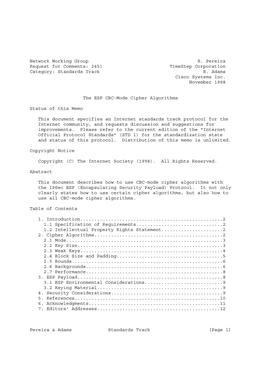 Network Working Group R. Pereira Request for Comments: 2451 Timestep Corporation Category: Standards Track R