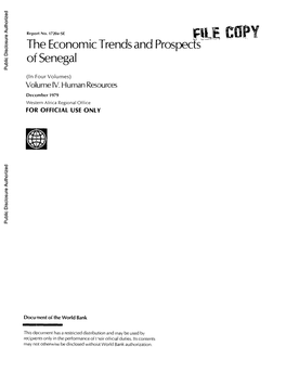 The Economic Trends and Prospects Of' Senegal