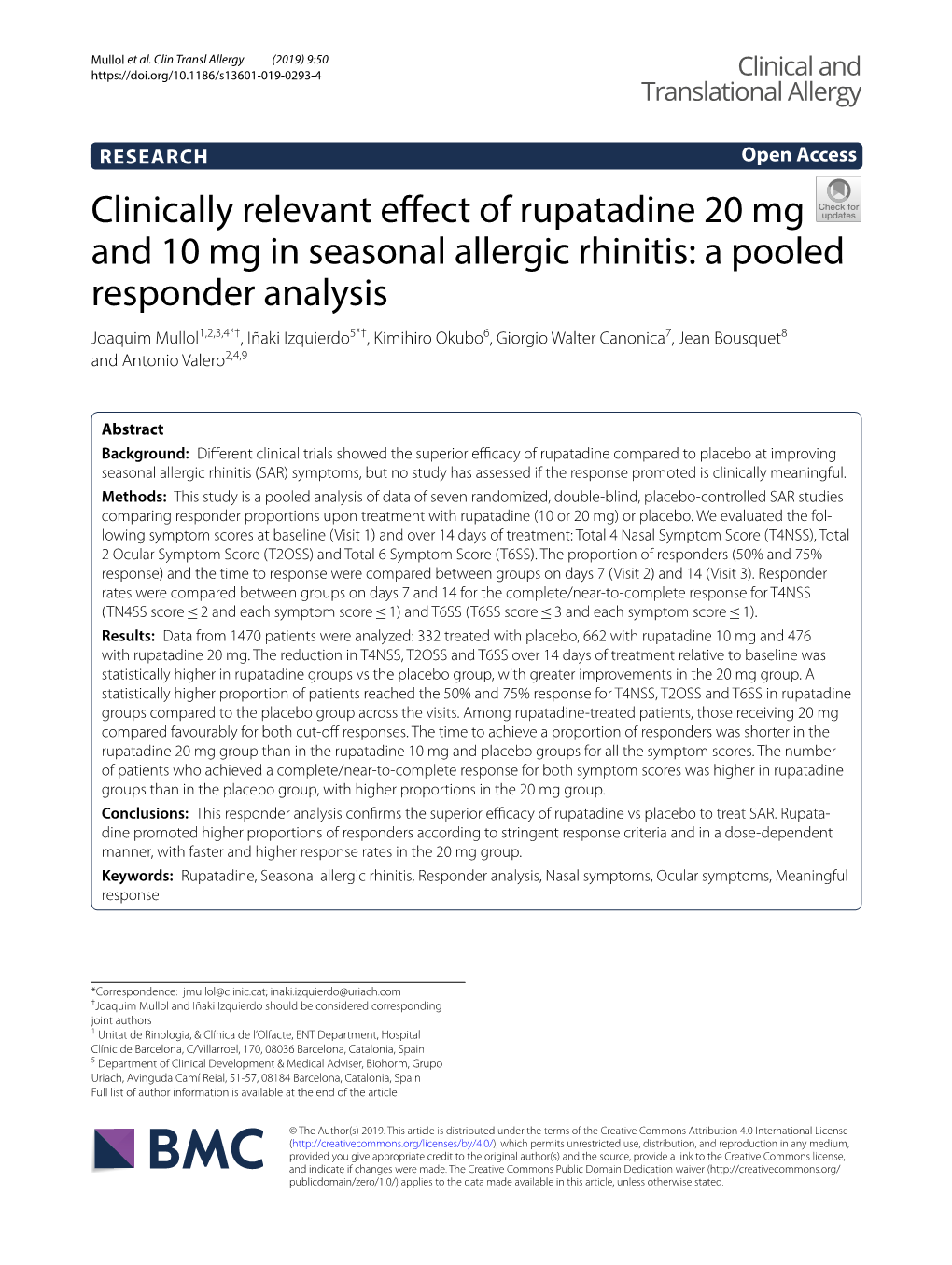 Clinically Relevant Effect of Rupatadine