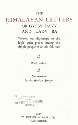 1927 Himalayan Letters of Gypsy Davy and Lady Ba