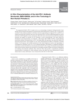 In Vitro Characterization of the Anti-PD-1 Antibody Nivolumab, BMS-936558, and in Vivo Toxicology in Non-Human Primates