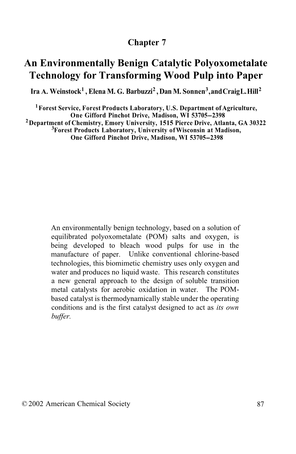 An Environmentally Benign Catalytic Polyoxometalate Technology for Transforming Wood Pulp Into Paper