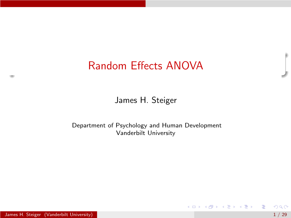 Random Effects ANOVA