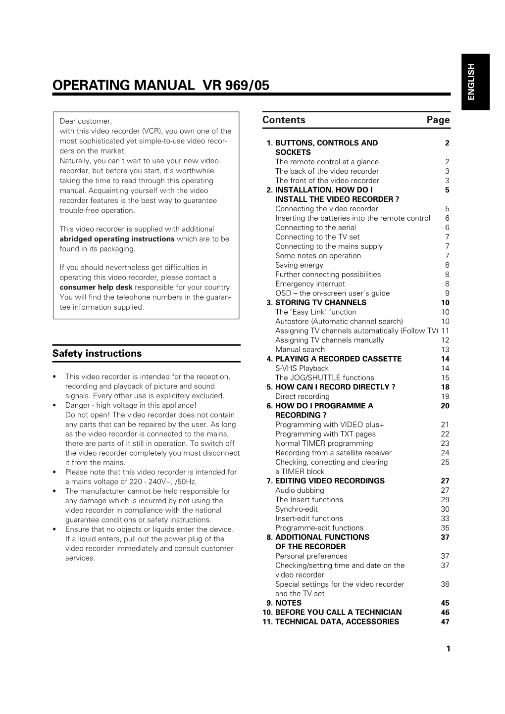 Operating Manual Vr 969/05