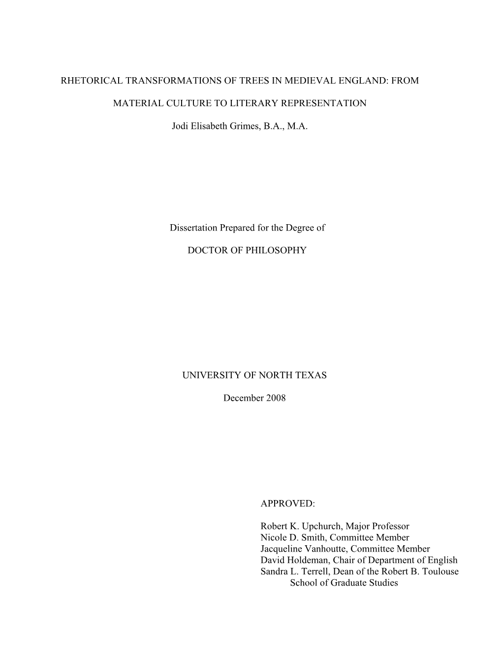 Rhetorical Transformations of Trees in Medieval England: From