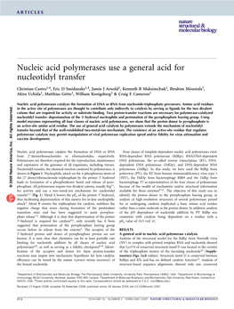 Nucleic Acid Polymerases Use a General Acid for Nucleotidyl Transfer