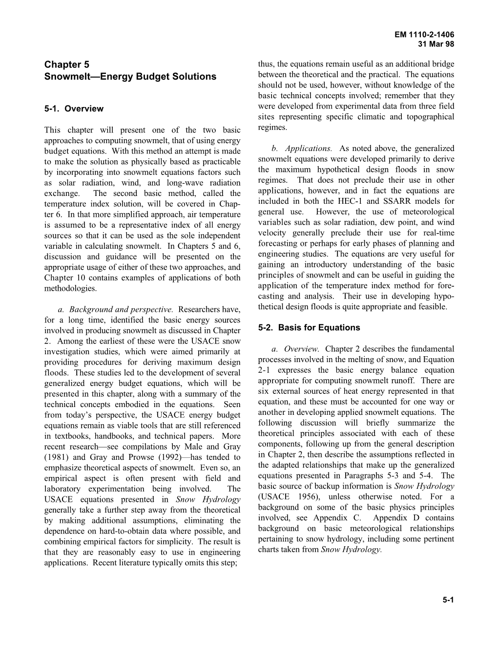 Chapter 5 Snowmelt—Energy Budget Solutions