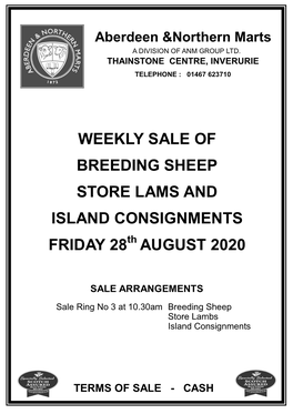 Weekly Sale of Breeding Sheep Store Lams And