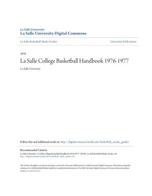 La Salle College Basketball Handbook 1976-1977 La Salle University