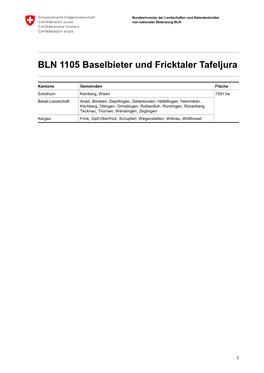 BLN 1105 Baselbieter Und Fricktaler Tafeljura