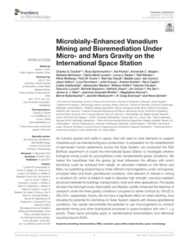 Microbially-Enhanced Vanadium Mining and Bioremediation Under Micro- and Mars Gravity on The