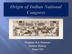 Origin of Indian National Congress