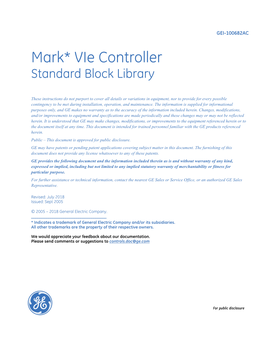 Mark Vie Controller Standard Block Library for Public Disclosure Contents