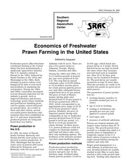 Economics of Freshwater Prawn Farming in the United States