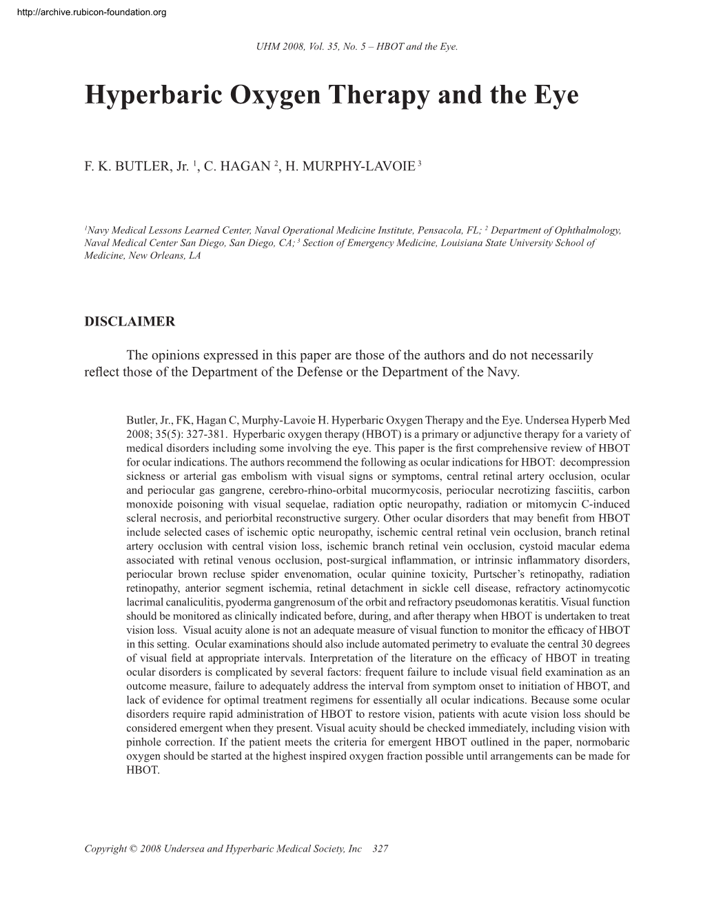 Hyperbaric Oxygen Therapy and the Eye DocsLib