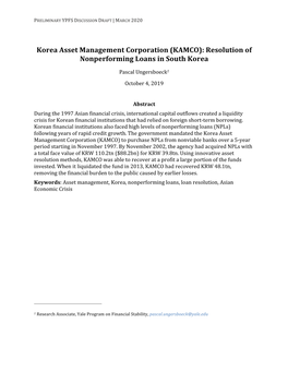 Korea Asset Management Corporation (KAMCO): Resolution of Nonperforming Loans in South Korea