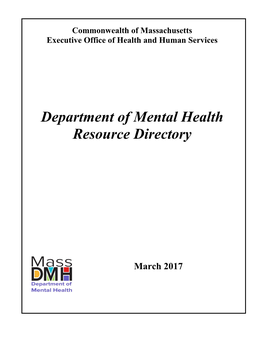 Department of Mental Health Resource Directory