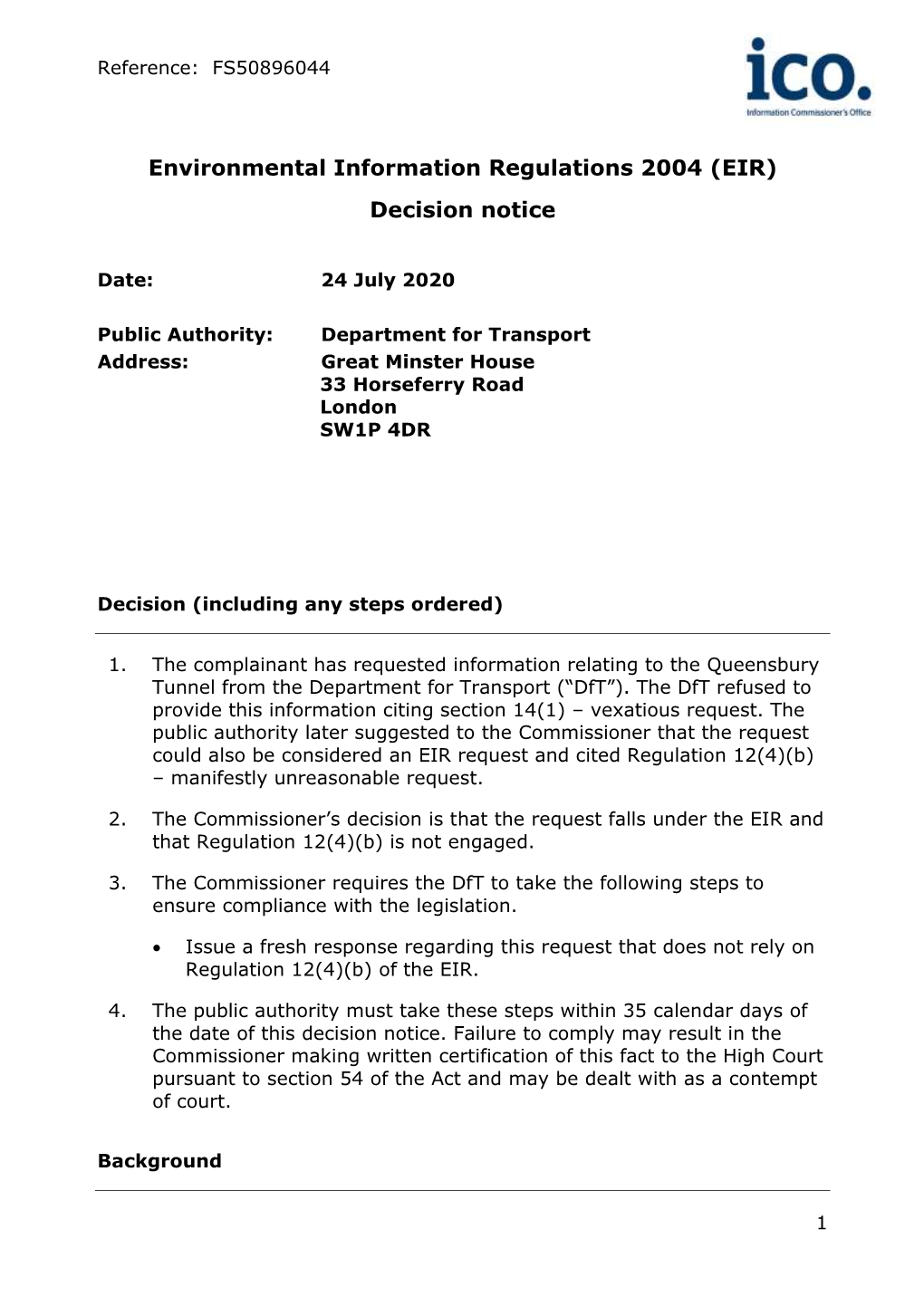 FOIA-EIR Decision Notice Template