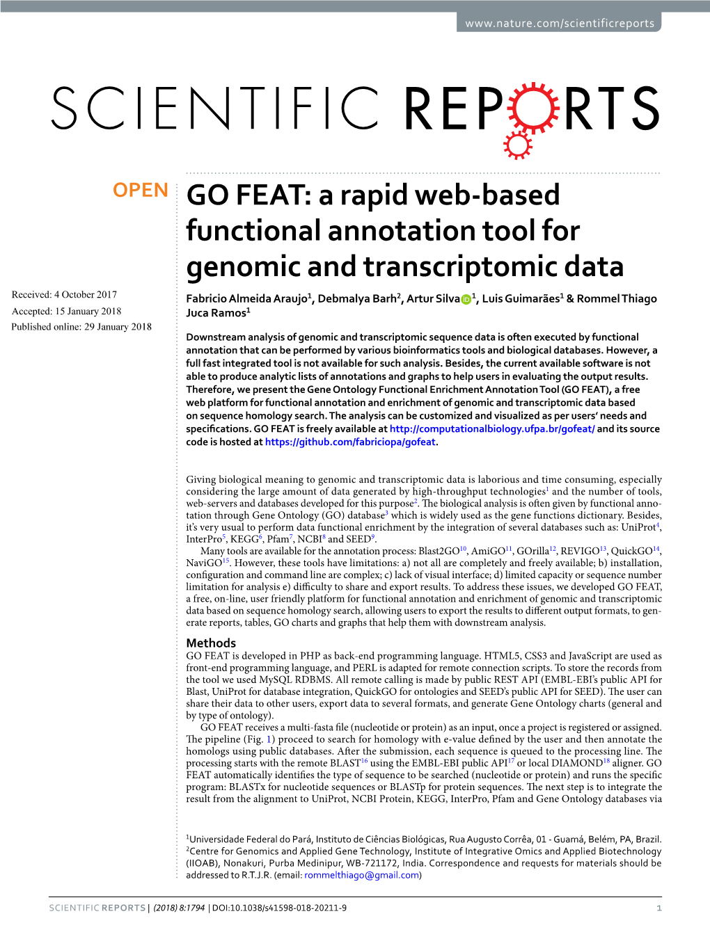 GO FEAT: a Rapid Web-Based Functional Annotation Tool