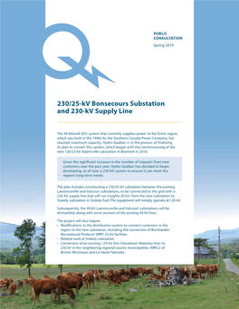 230/25-Kv Bonsecours Substation and 230-Kv Supply Line – Spring 2019