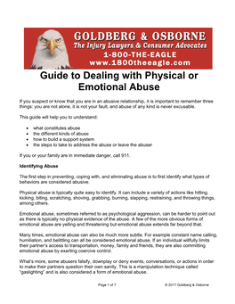 Guide to Dealing with Physical Or Emotional Abuse