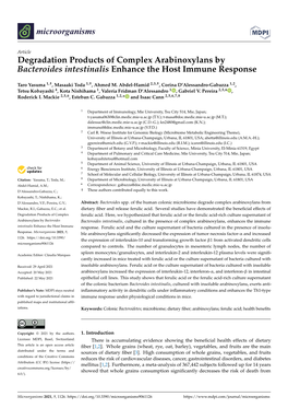 Degradation Products of Complex Arabinoxylans by Bacteroides Intestinalis Enhance the Host Immune Response