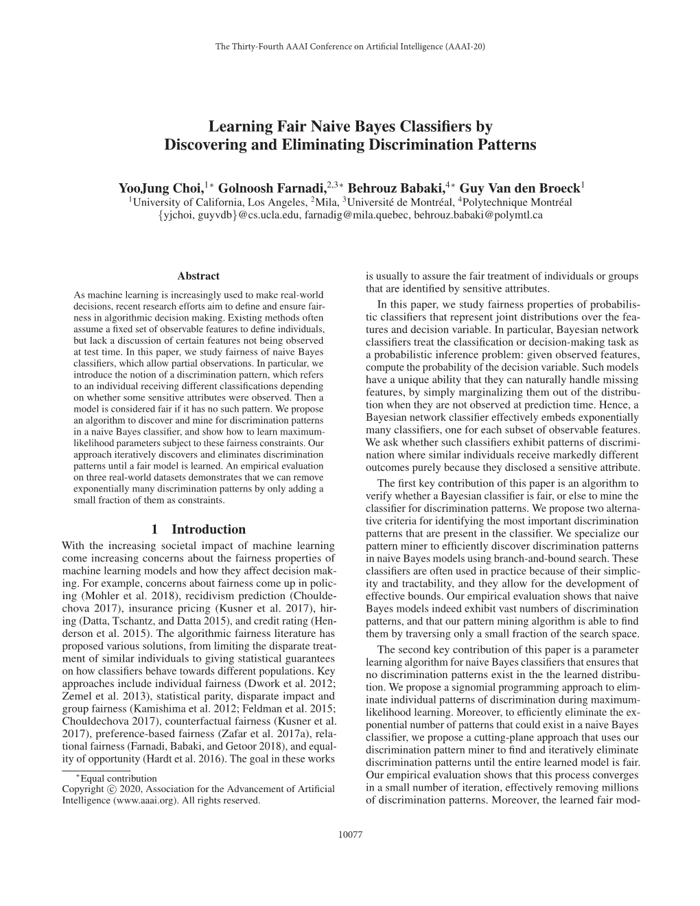 Learning Fair Naive Bayes Classifiers by Discovering and Eliminating