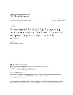 On-Screen Pre-Deblurring of Digital Images Using the Wavefront