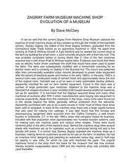 Machine Shop Evolution of a Museum